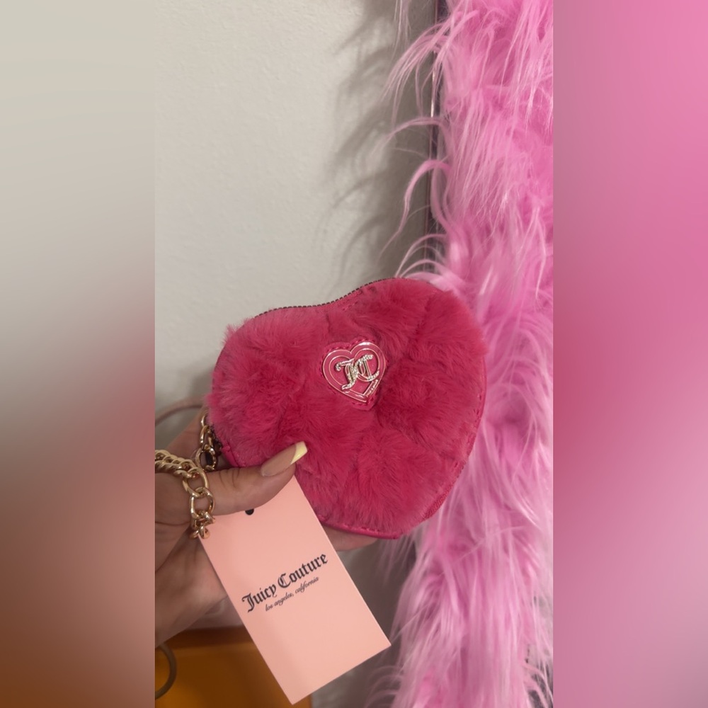 Fluffy juicy couture heart shaped wallet NWT